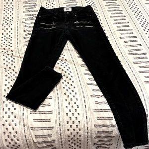 Paige black skinny jeans with zippers size 28 (fits like 27)